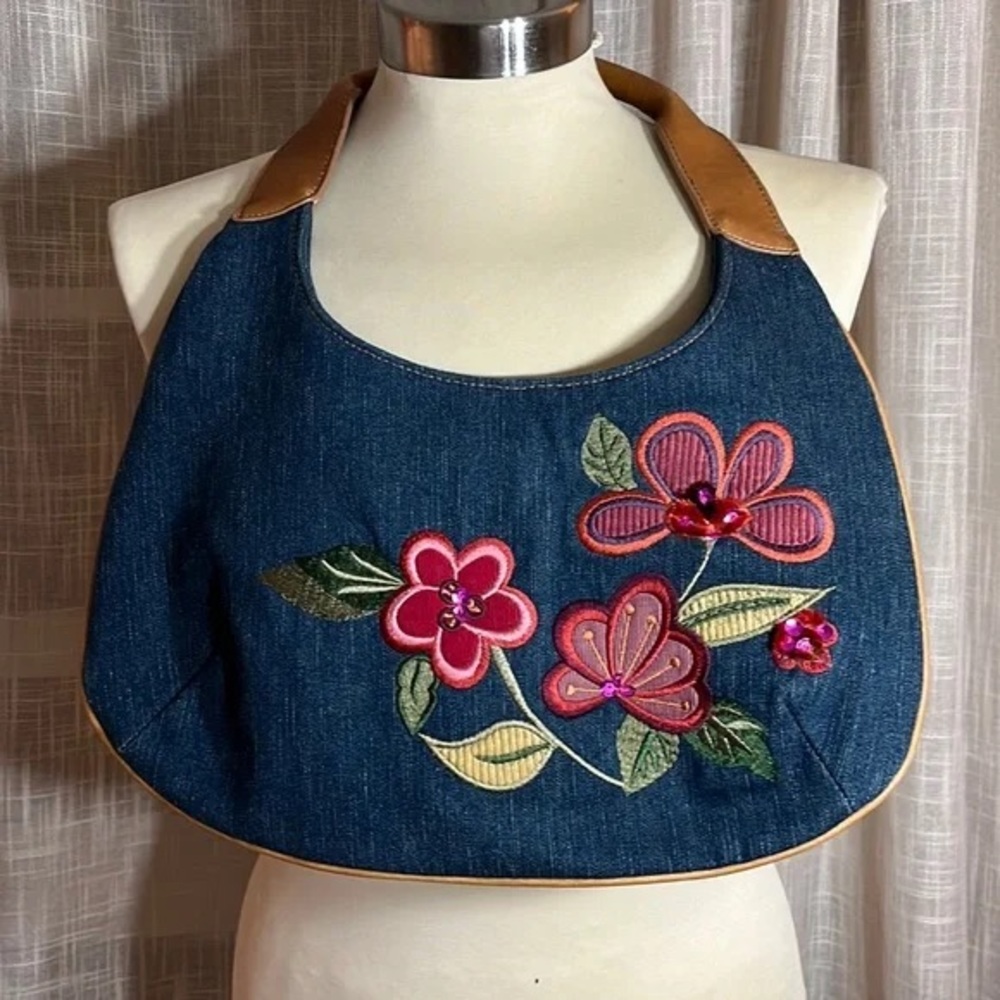 Jean floral sparkly boho embroidered Sonoma bag